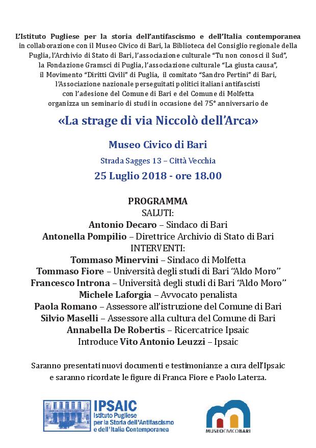 Seminario "La strage di via Niccolò dell’Arca"